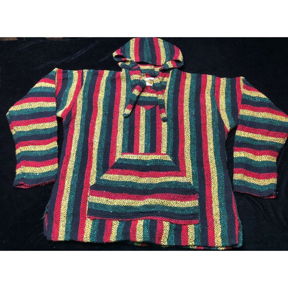 Earth Ragz Authentic Mexican Hoodie Hippie Style Size Small Unisex Artisan